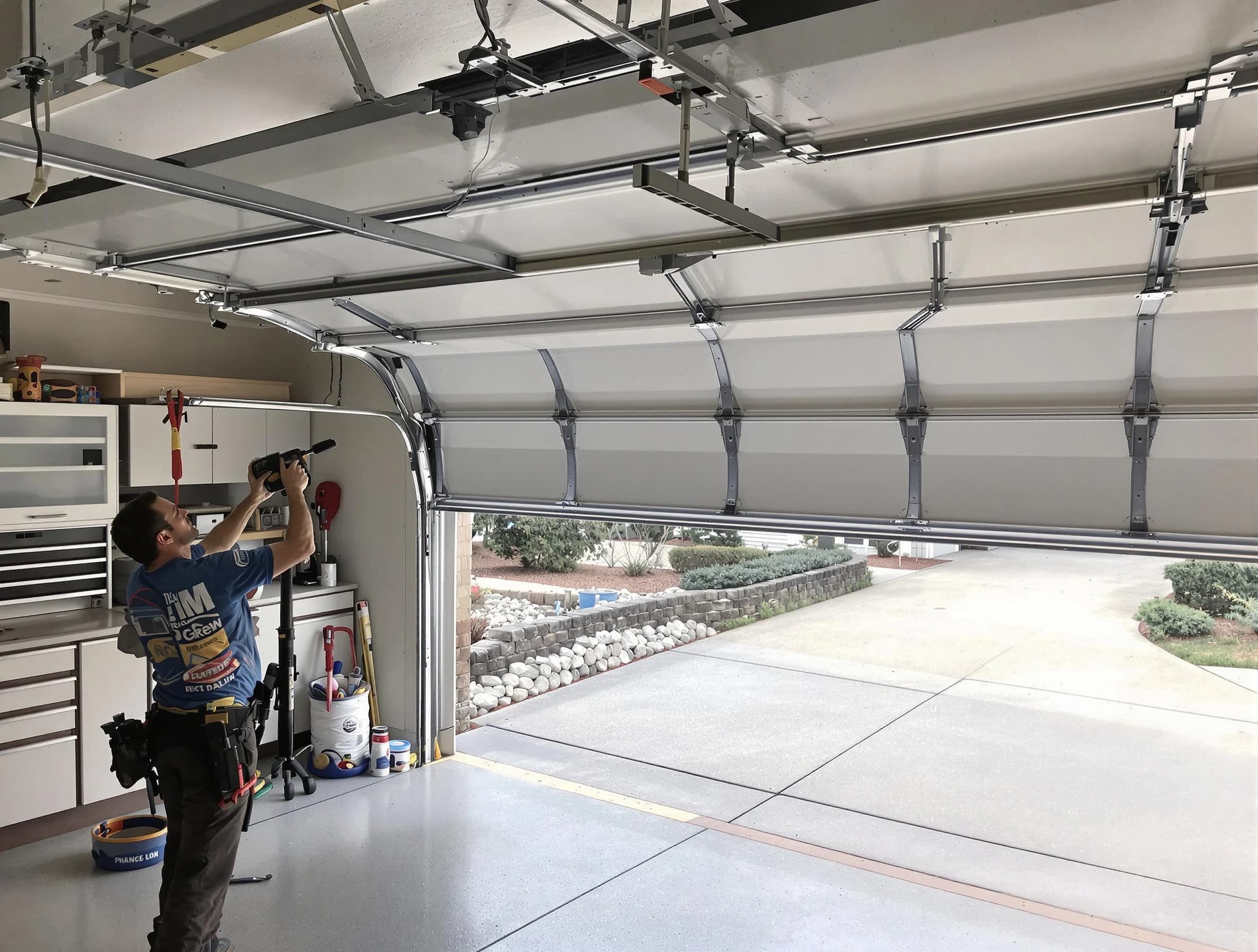 Garage door track repair service by Roselle Garage Door Repair in Roselle