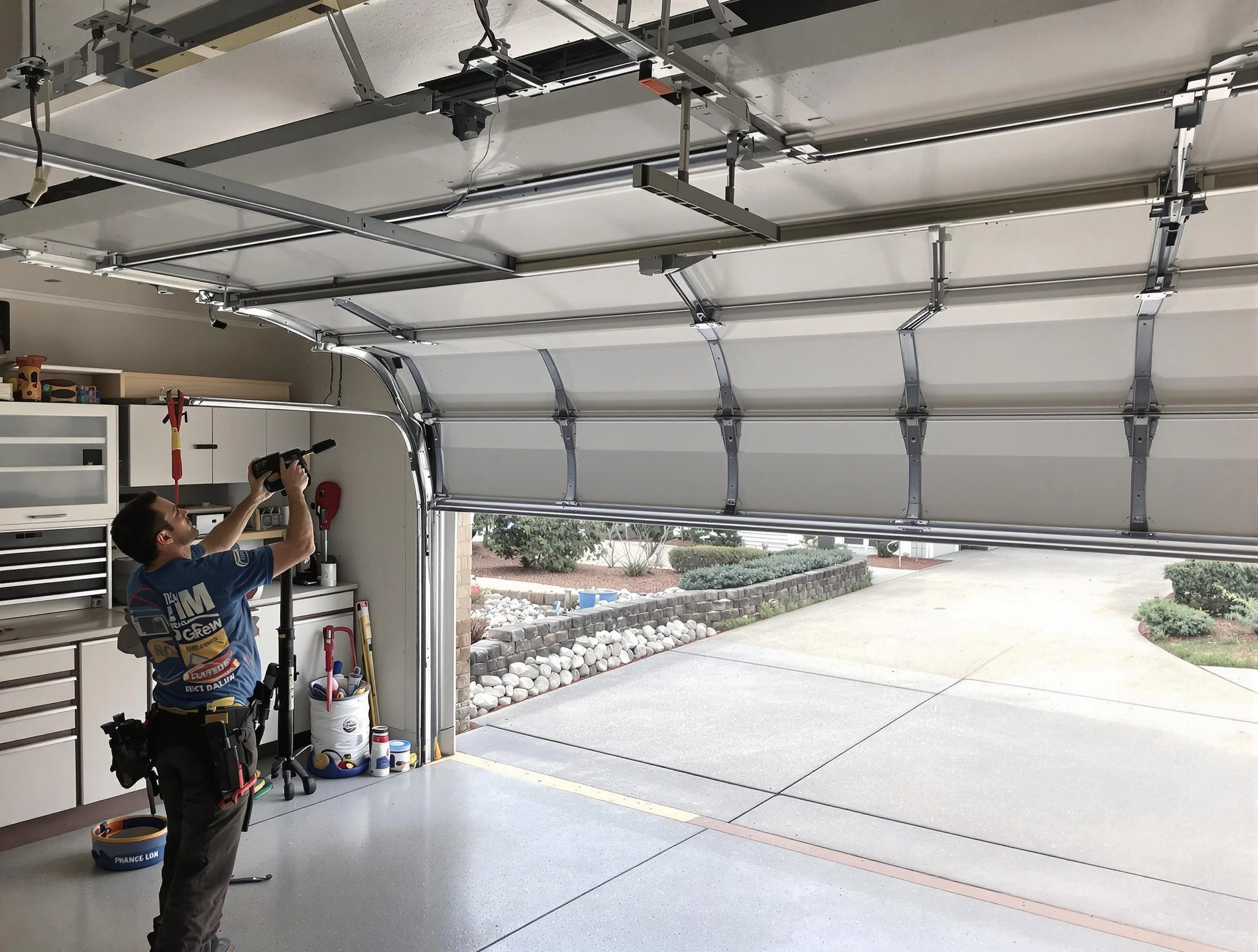 Garage door track repair service by Roselle Garage Door Repair in Roselle